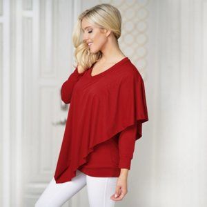 V Neck Long Sleeve Layered Asymmetric Women Shirt